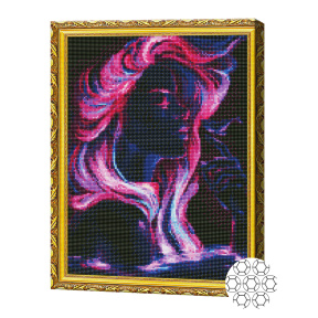 Алмазная мозаика 40x50 см. Неоновый профиль девушки