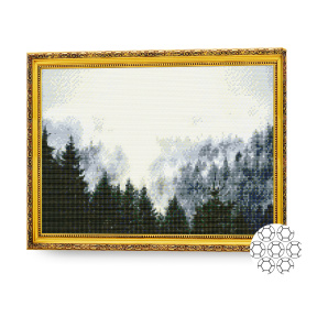 Алмазная мозаика 40x50 см. Туман над лесом