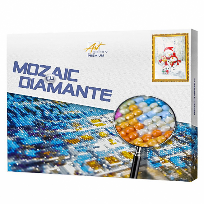 Mozaic cu diamante 40x50 cm. Familia omuleților de zăpadă