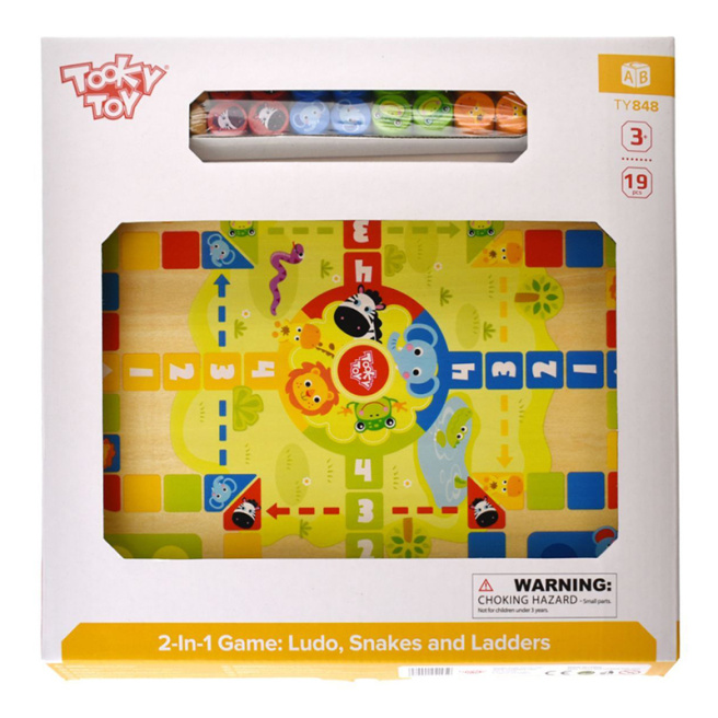 Деревянные Игры 2 в 1 Ludo Snakes