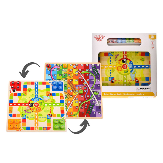 Деревянные Игры 2 в 1 Ludo Snakes