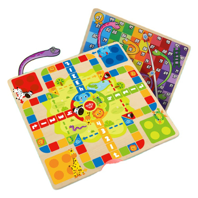 Деревянные Игры 2 в 1 Ludo Snakes