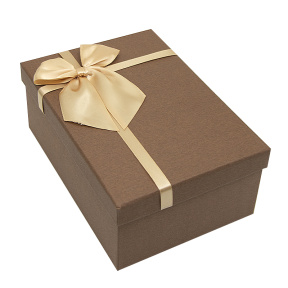 Коробка подарочная кофейный с лентой