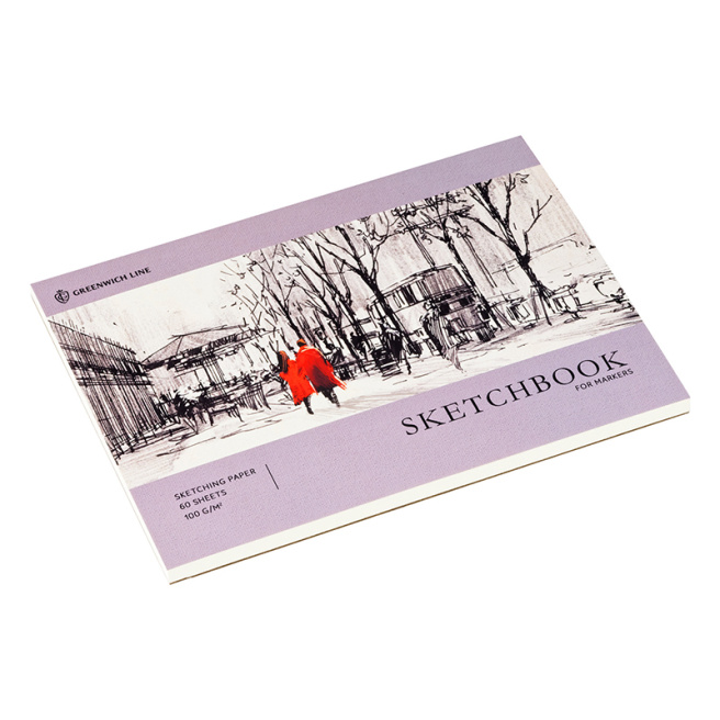 Sketchbook pentru markere 60 foi, А5 Greenwich Line "City walk", bloc lipit, 100 g/m2