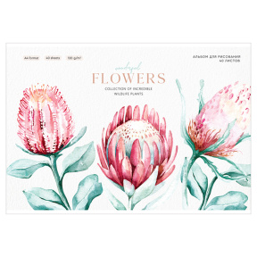 Альбом для рисования 40 листов, А4, на скрепке "Flowers collection"