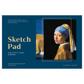 Альбом для рисования 40 листов, А4, на скрепке "Great painters. Vermeer", 120г/м2