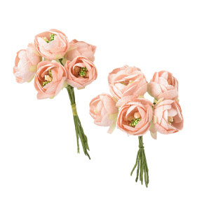Decor pentru creativitate, buchet de 6 flori, 2,5 cm, roz pudră