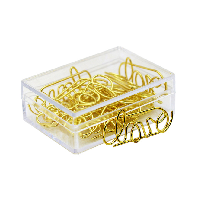 Agrafe pentru hârtie, Love, cutie plastic, 10 buc.