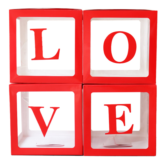Набор коробок с окном LOVE, 30x30см, цвет красный