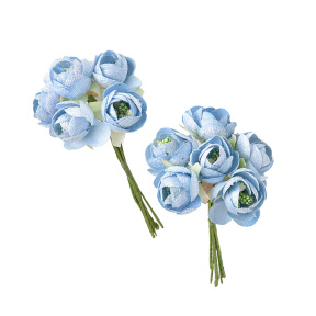 Decor pentru creativitate, buchet de 6 flori, 2,5 cm, albastru