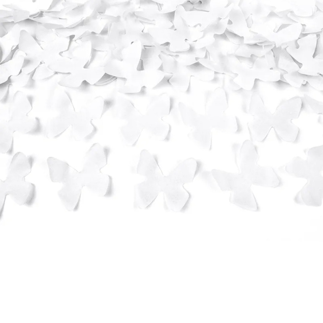 Tun de confetti Fluturi, alb