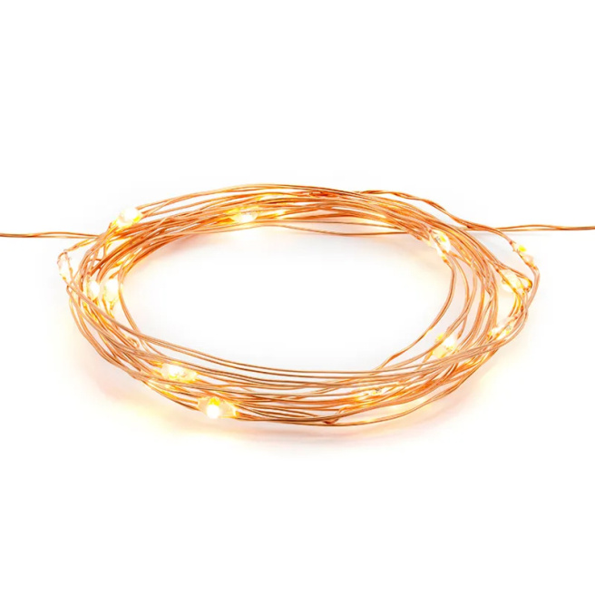 Гирлянда-нить с LED каплями, медь