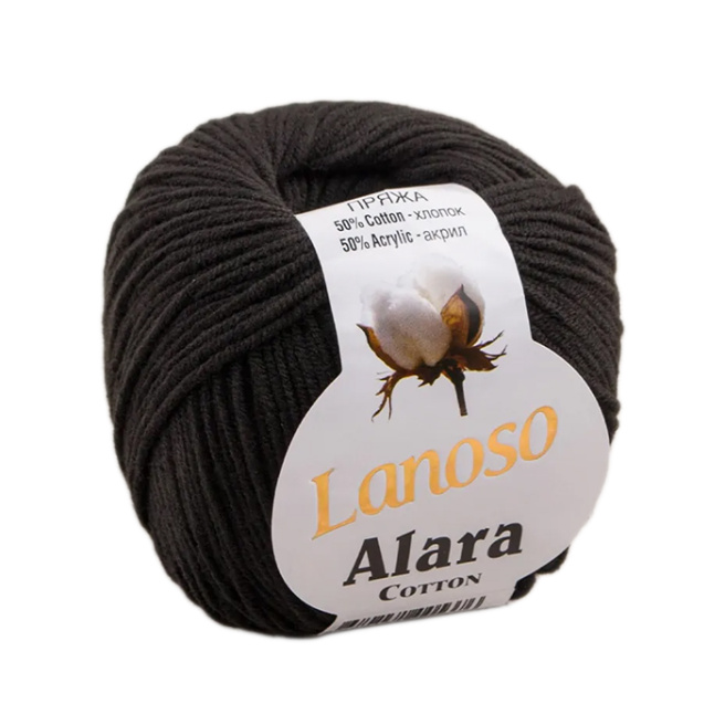 Нитки для вязания Alara 50% Хлопок / Акрил, 50 г, 140 м, цвет черный