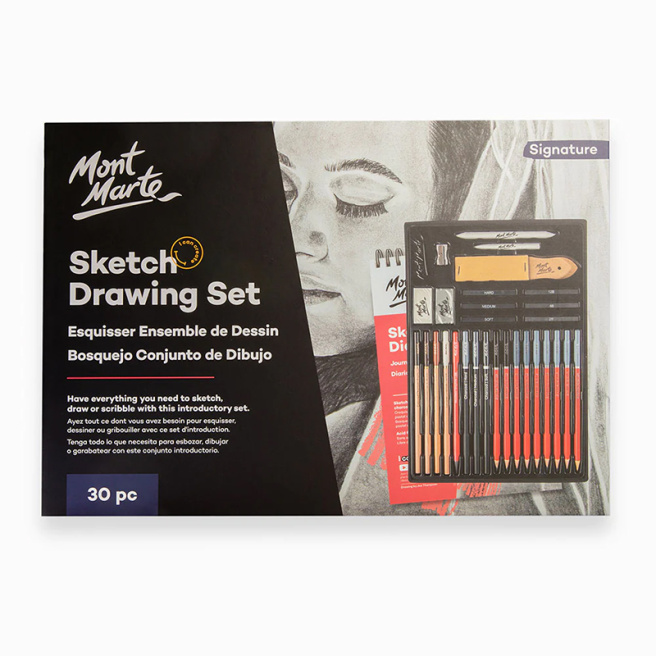 Set pentru Sketching Dry media, cutie, cu sketchbook, 30 unități