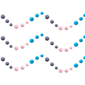 Ghirlandă de pompoane Paște, 25 buc., 2m, gri, roz, albastru
