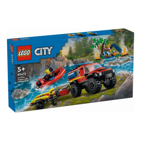 Constructor LEGO City Camion de pompieri cu tracțiune integrală cu barcă de salvare