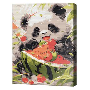 Panda și pepene verde, 30x40cm, pictură pe numere