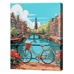 Велосипед на мосту, 30x40 см, картина по номерам