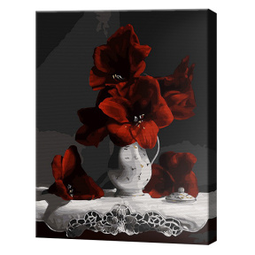 Бордовые цветы, 40x50 см, картина по номерам
