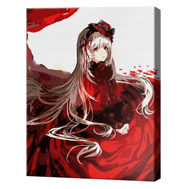 Девушка в алом платье, 40x50 см, картина по номерам