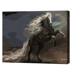 Вороной конь, 40x50 см, картина по номерам