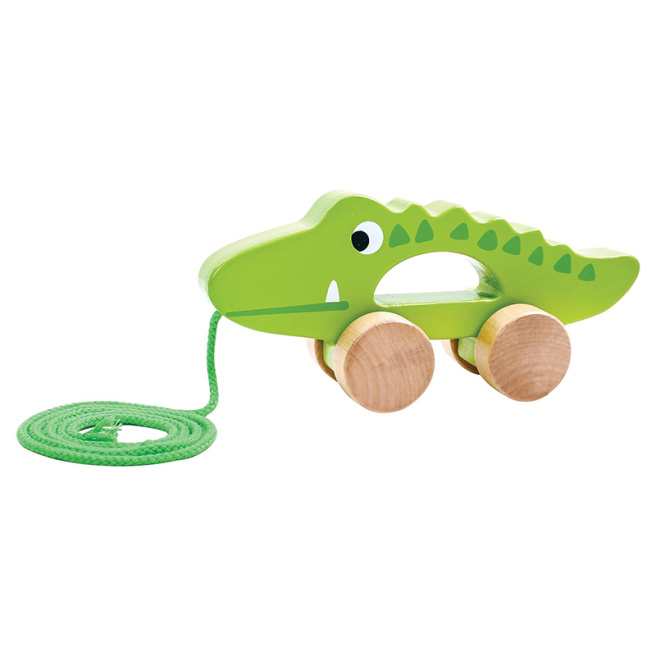 Jucărie din lemn Crocodil pe ață