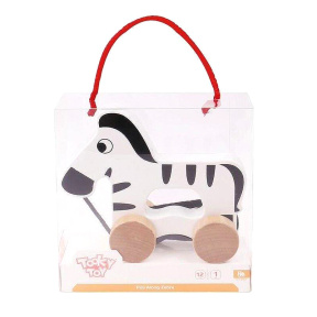 Jucărie din lemn zebră cu șnur