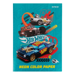Set hârtie colorată KITE Neon (10 foi, 5 culori), Hot Wheels