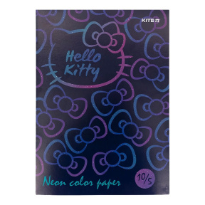 Набор цветной бумаги А4 1-стор, Неон,10л 5цв, 80г/м2 KITE, Hello Kitty