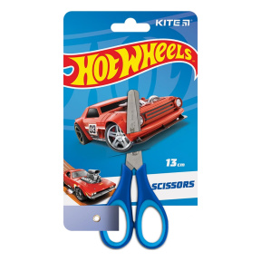 Foarfece pentru copii KITE cu mânere din cauciuc 13 cm, Hot Wheels