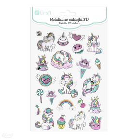 Stickere 3D metalice - Unicorni, 23 buc