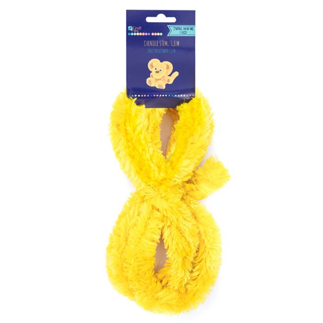 Sârma plușată chenille, maxi pufoasă, 180cm, galbenă