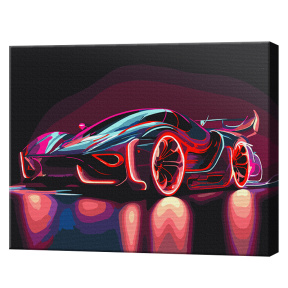 Automobil neon, 40x50cm, pictură pe numere