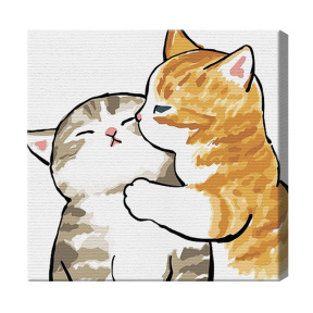 Нежность котиков 20x20 см, картина по номерам