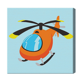 Elicopter portocaliu 20x20 cm, pictură pe numere