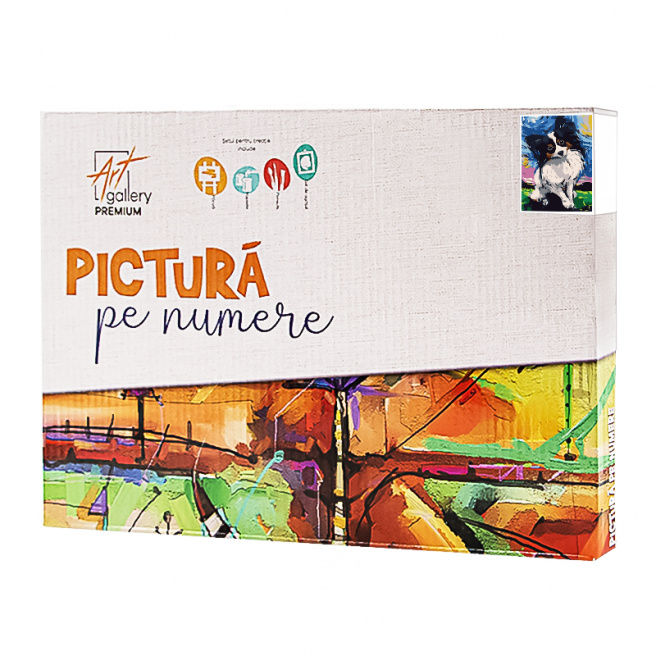 Câinișor în noapte înstelată 20x30 cm, pictură pe numere