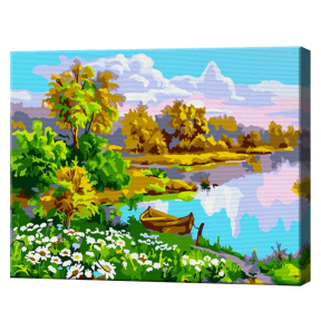 Озеро в лесу 20x30 см, картина по номерам