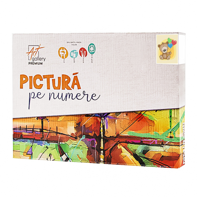 Мишка с шарами-сердечками 20x30 см, картина по номерам