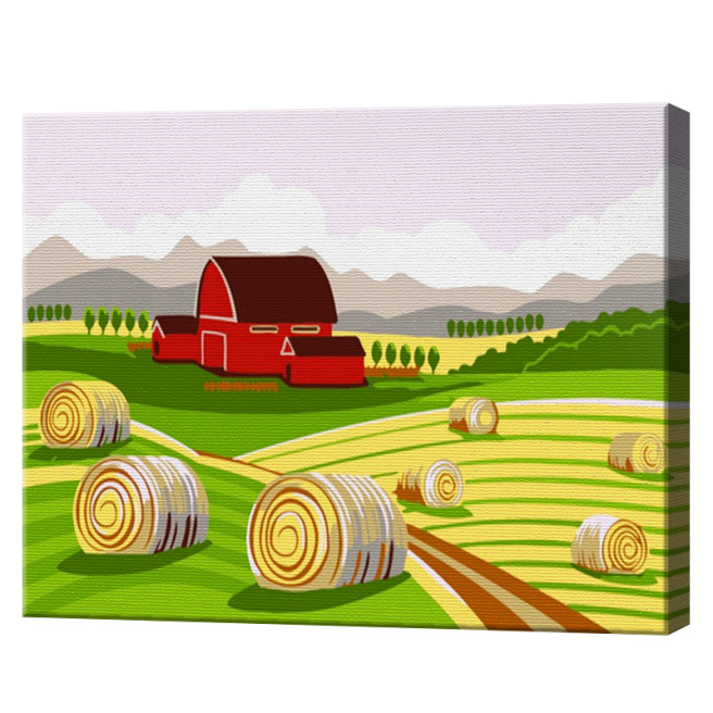 Поле и сено 20x30 см, картина по номерам