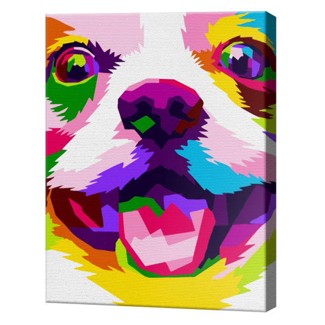 Радужный щенок 20x30 см, картина по номерам
