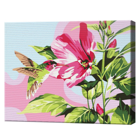 Colibri și floarea 20x30 cm, pictură pe numere