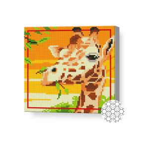 Girafă în savană 20x20 cm, mozaic cu diamante