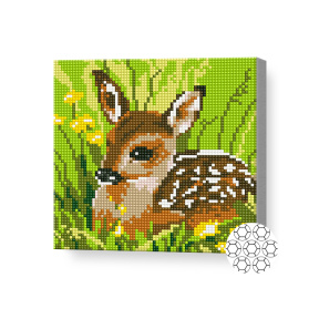 Micul cerb în iarbă 20x20 cm, mozaic cu diamante