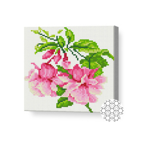 Розовые цветы 20x20 см, алмазная мозаика