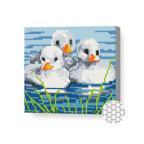 Серые утята 20x20 см, алмазная мозаика