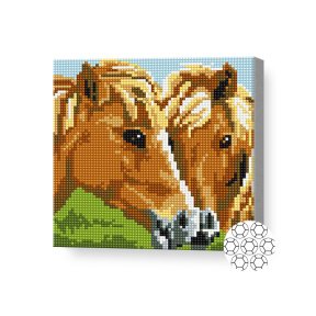 Пара лошадей 20x20 см, алмазная мозаика