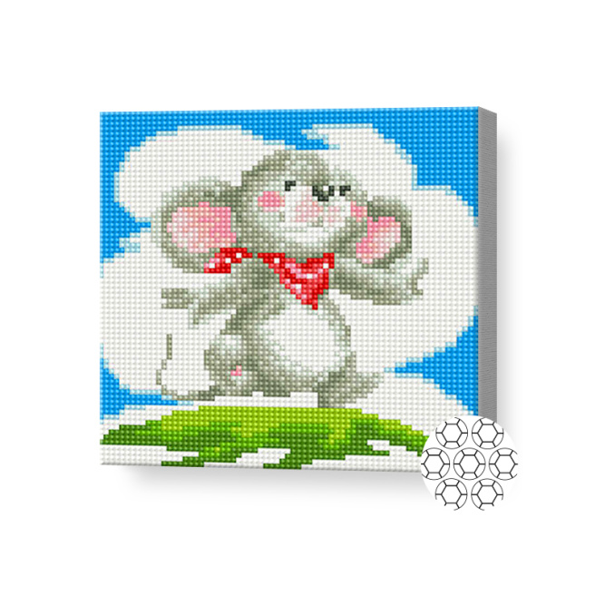 Счастливый мышонок 20x20 см, алмазная мозаика