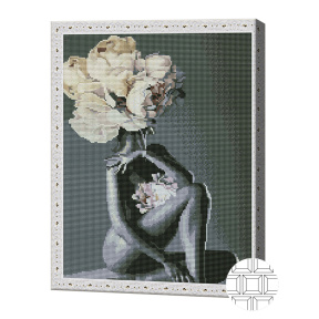 Пионовые мысли 40x50 см, алмазная мозаика квадратная