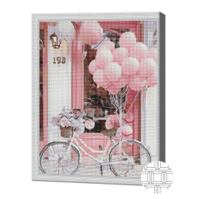 Розовый велосипед 40x50 см, алмазная мозаика квадратная