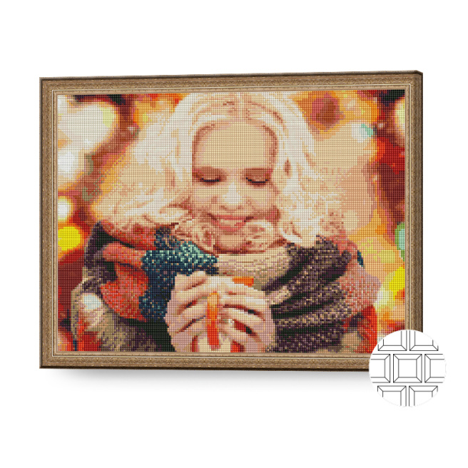 Toamna caldă 40x50 cm, mozaic cu diamante pătrate